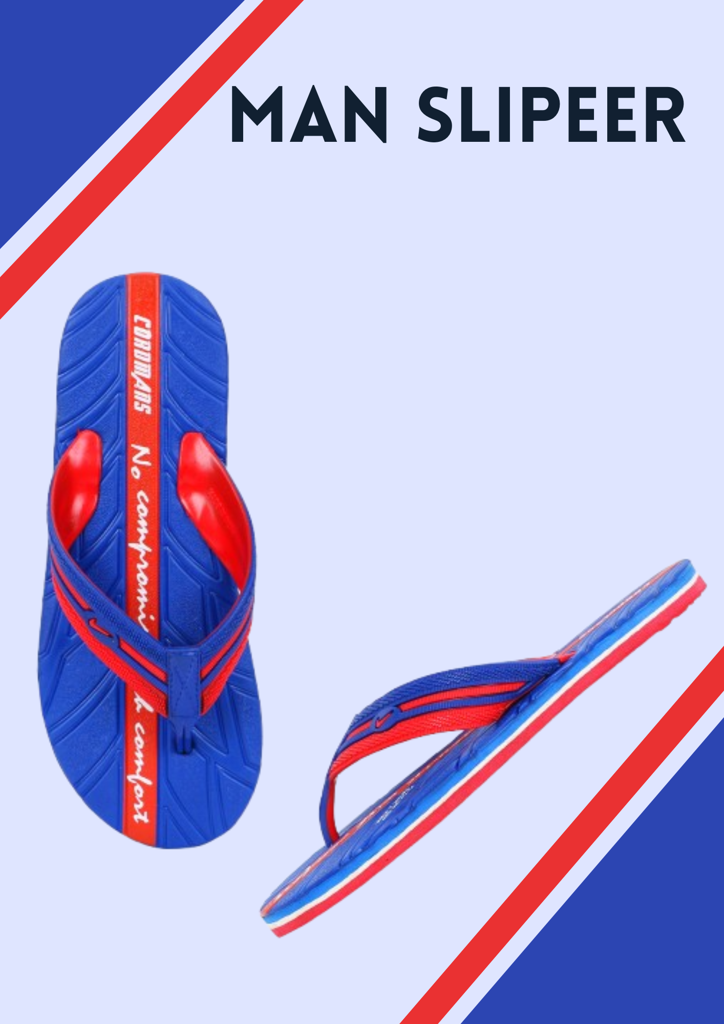 Men’s Blue-Red Flip-Flops – Bold Style, Ultimate Comfort