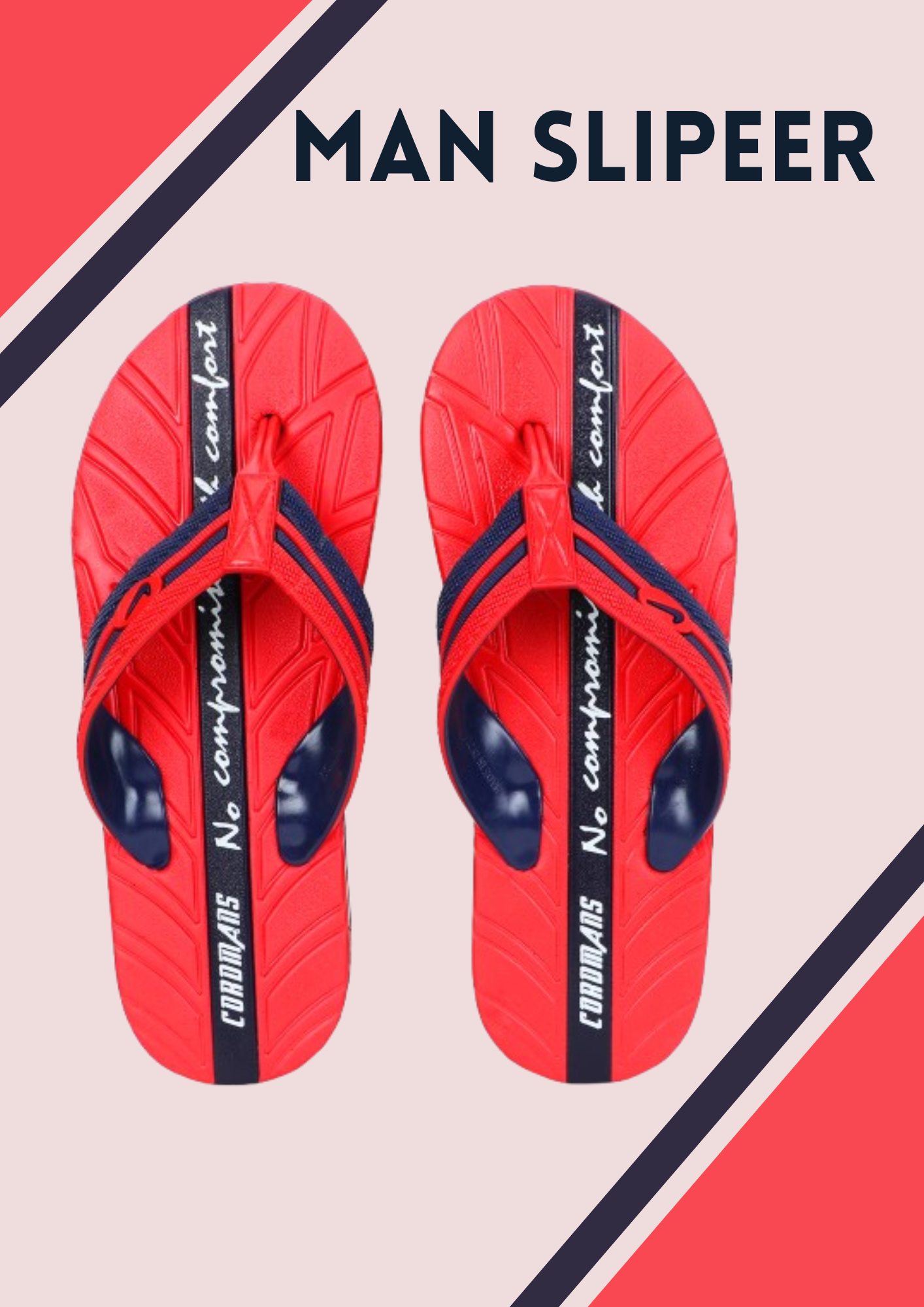 Men’s Red-Navy Flip-Flops – Everyday Bold Comfort
