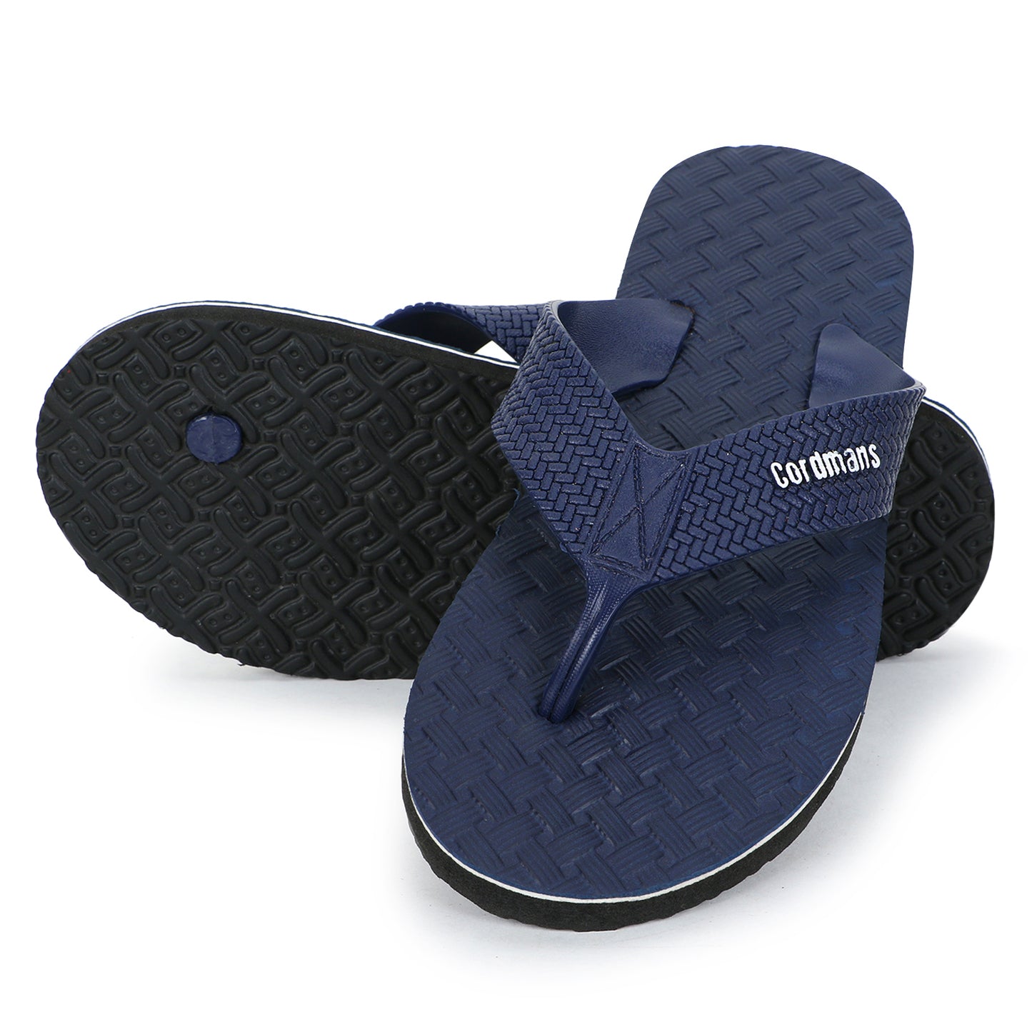 Cordmans Men's Navy Blue Flip-Flops – Premium Comfort & Grip