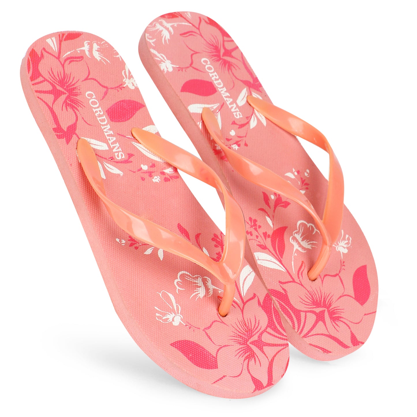 Peach, Black, Sky Blue Combo Floral Print Flip Flops – Comfortable & Trendy Slippers by SYALite