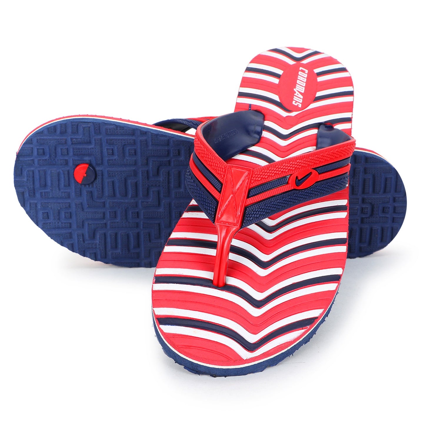 Cordmans WaveFlex – Men's Red & Navy Striped Flip-Flops