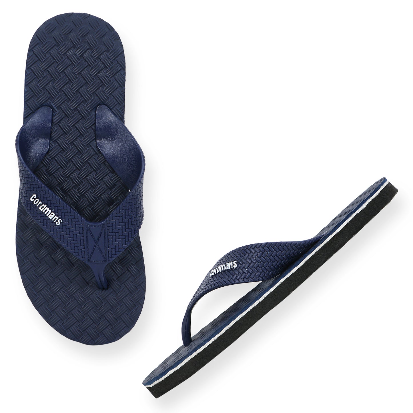 Cordmans Men's Navy Blue Flip-Flops – Premium Comfort & Grip