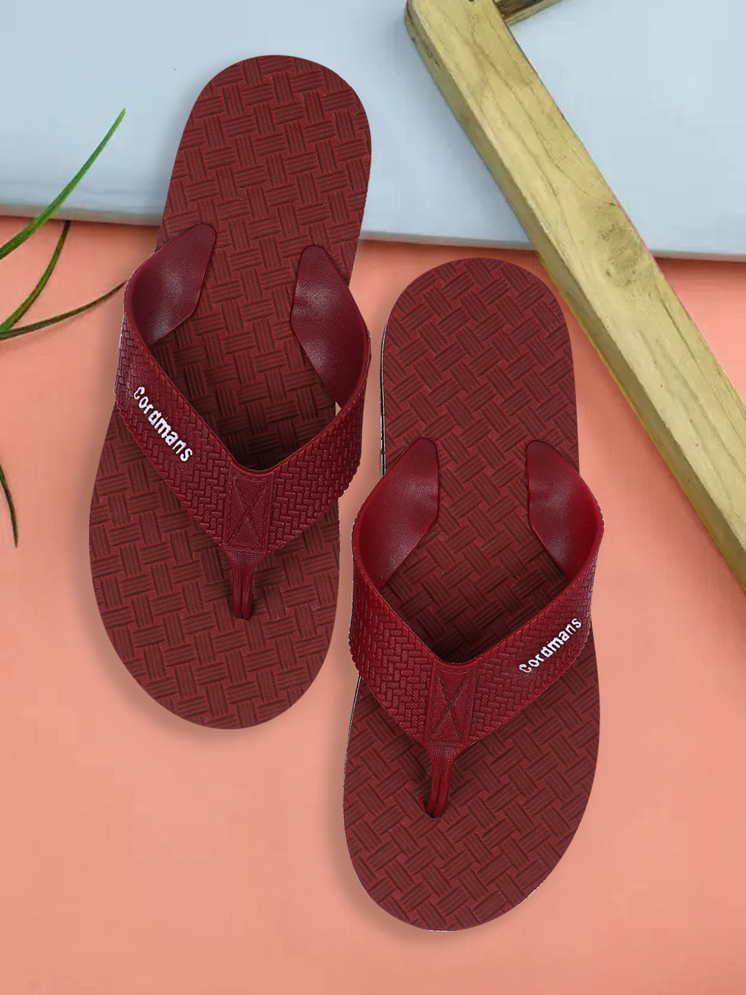 Cordmans Men's charry Red Flip-Flops – Stylish, Strong & Comfortable
