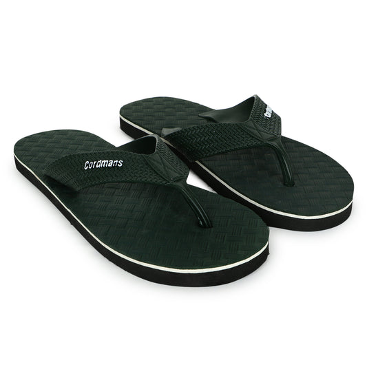 Cordmans Men's Green Flip-Flops – Premium Grip & Sleek Style