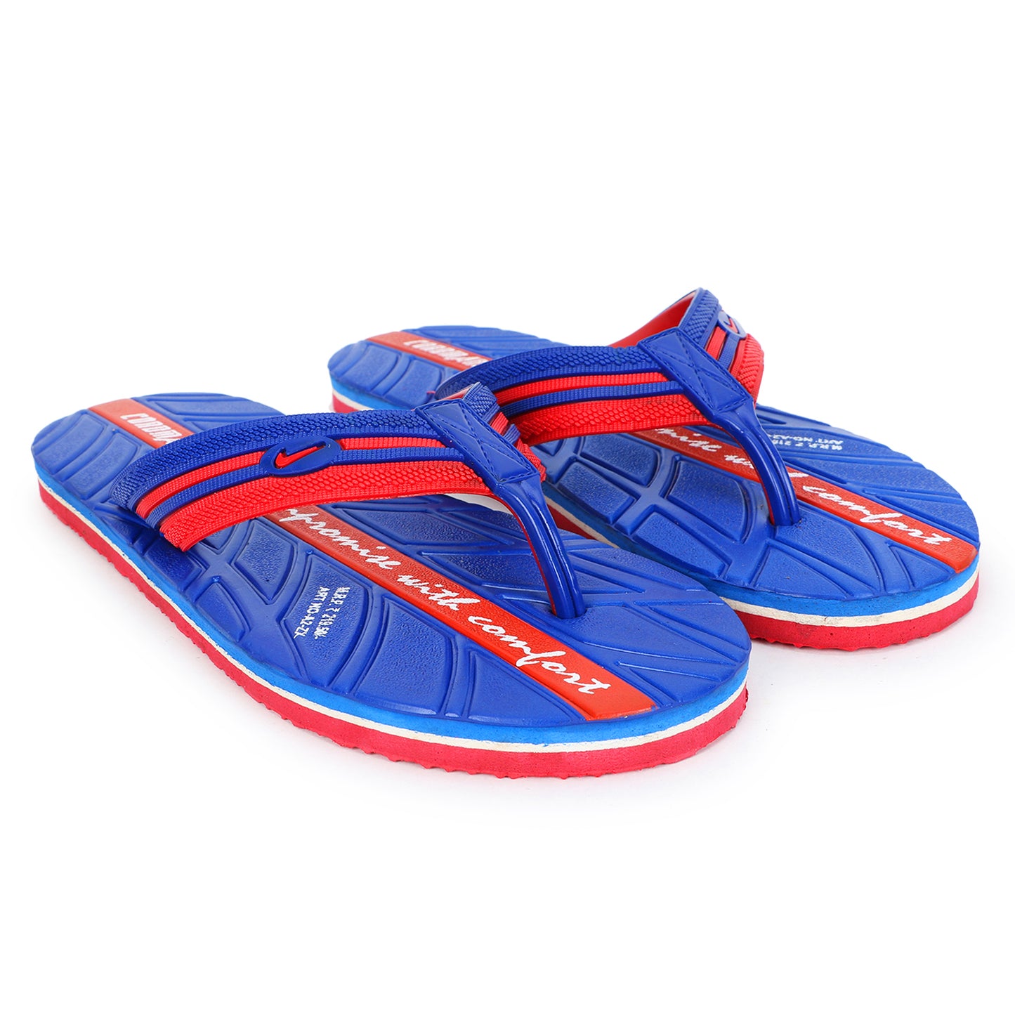 Men’s Blue-Red Flip-Flops – Bold Style, Ultimate Comfort