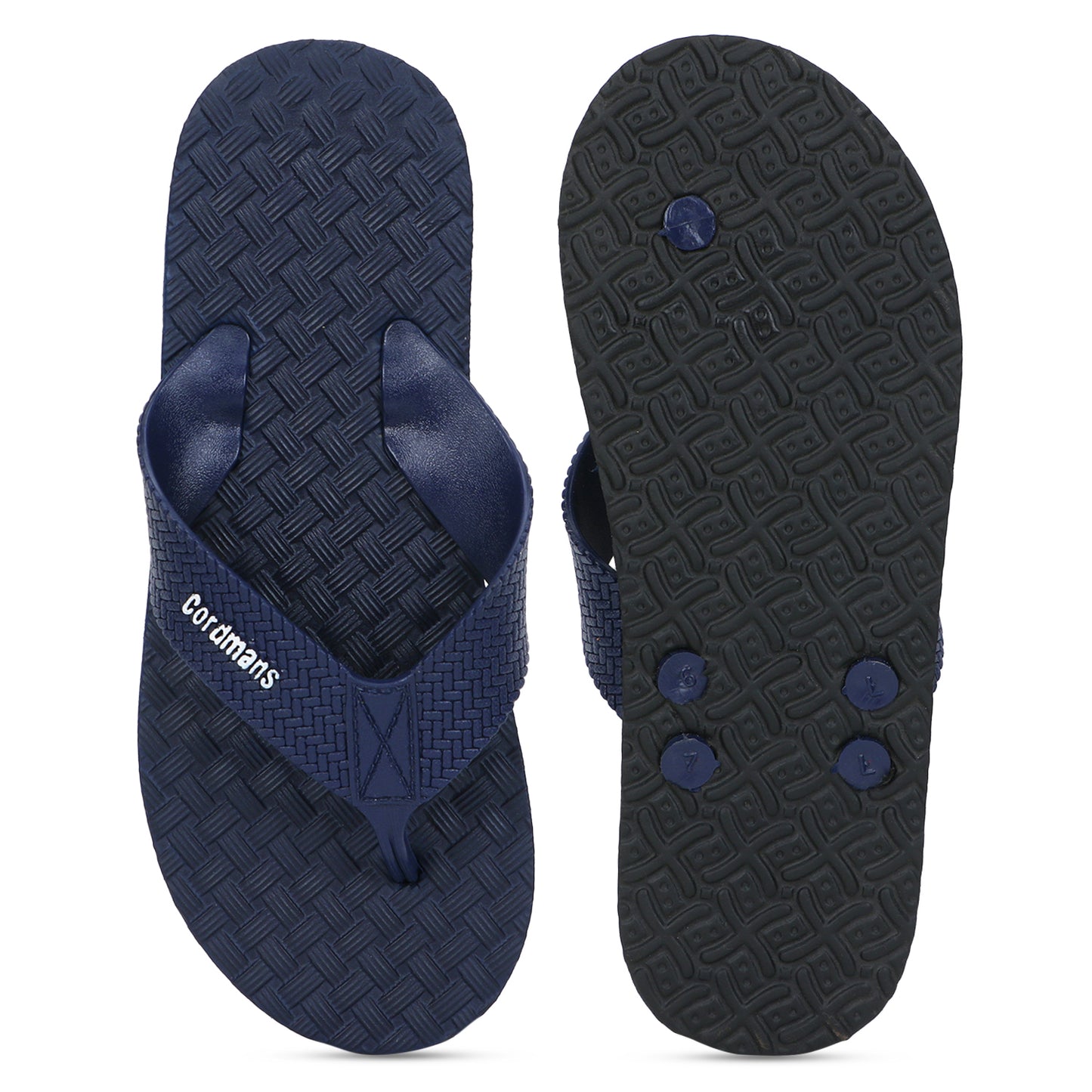 Cordmans Men's Navy Blue Flip-Flops – Premium Comfort & Grip