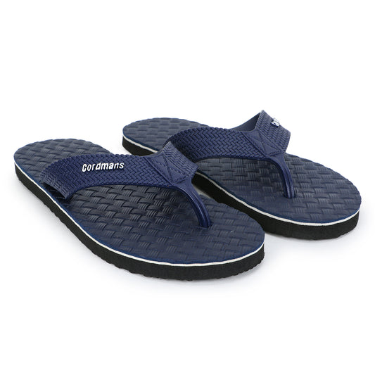 Cordmans Men's Navy Blue Flip-Flops – Premium Comfort & Grip