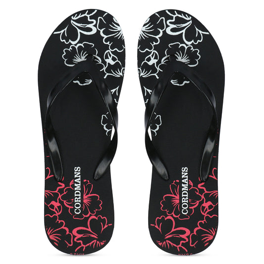 Cordmans BlossomStep – Women’s Black Floral Print Flip-Flops