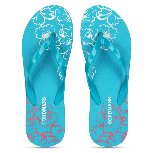 Cordmans BlossomStep – Women’s Sky Blue Floral Print Flip-Flops: