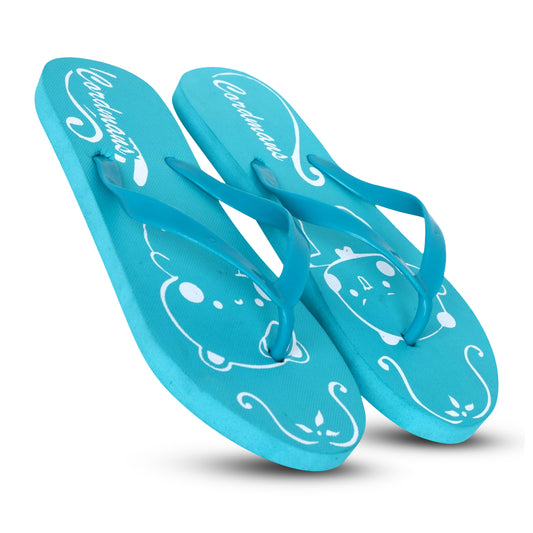 Cordmans Sky Blue Cartoon Slippers – Trendy & Comfortable Flip-Flops for Women