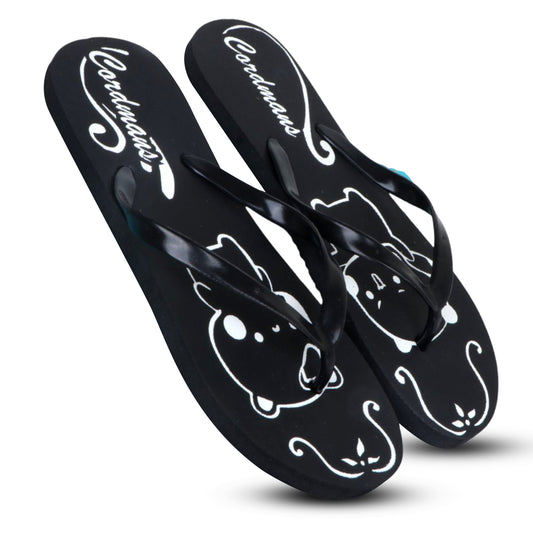Cordmans black Cartoon Slippers – Trendy & Comfortable Flip-Flops for Women