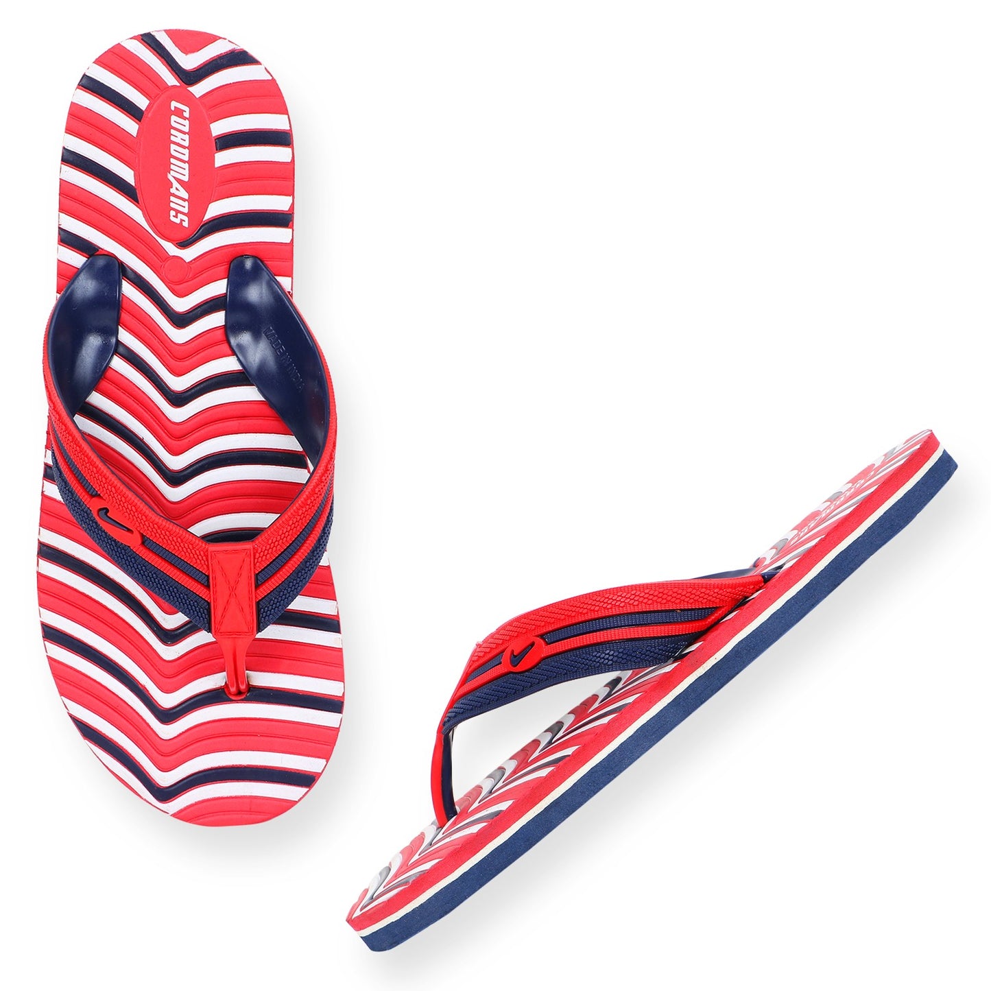 Cordmans WaveFlex – Men's Red & Navy Striped Flip-Flops