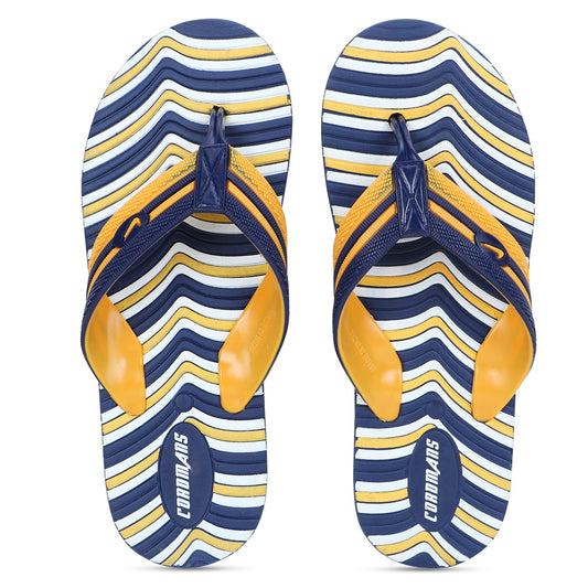 Cordmans WaveFlex – Men's Navy & Yellow Striped Flip-Flops