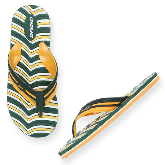 Cordmans WaveFlex – Men's Green & Yellow Striped Flip-Flops