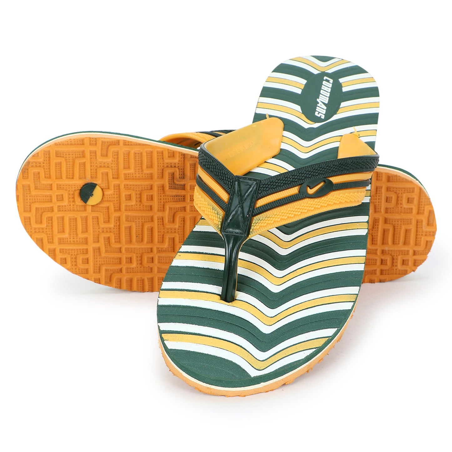 Cordmans WaveFlex – Men's Green & Yellow Striped Flip-Flops