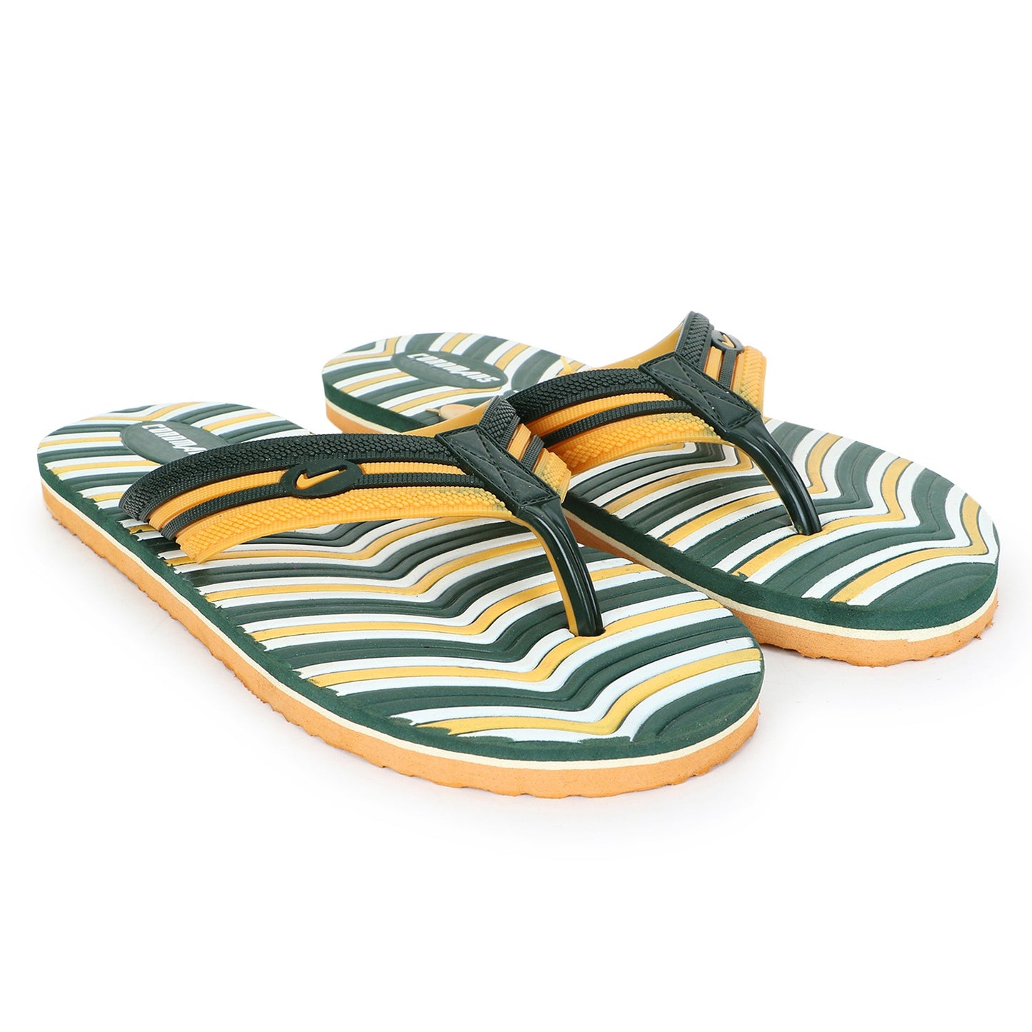 Cordmans WaveFlex – Men's Green & Yellow Striped Flip-Flops