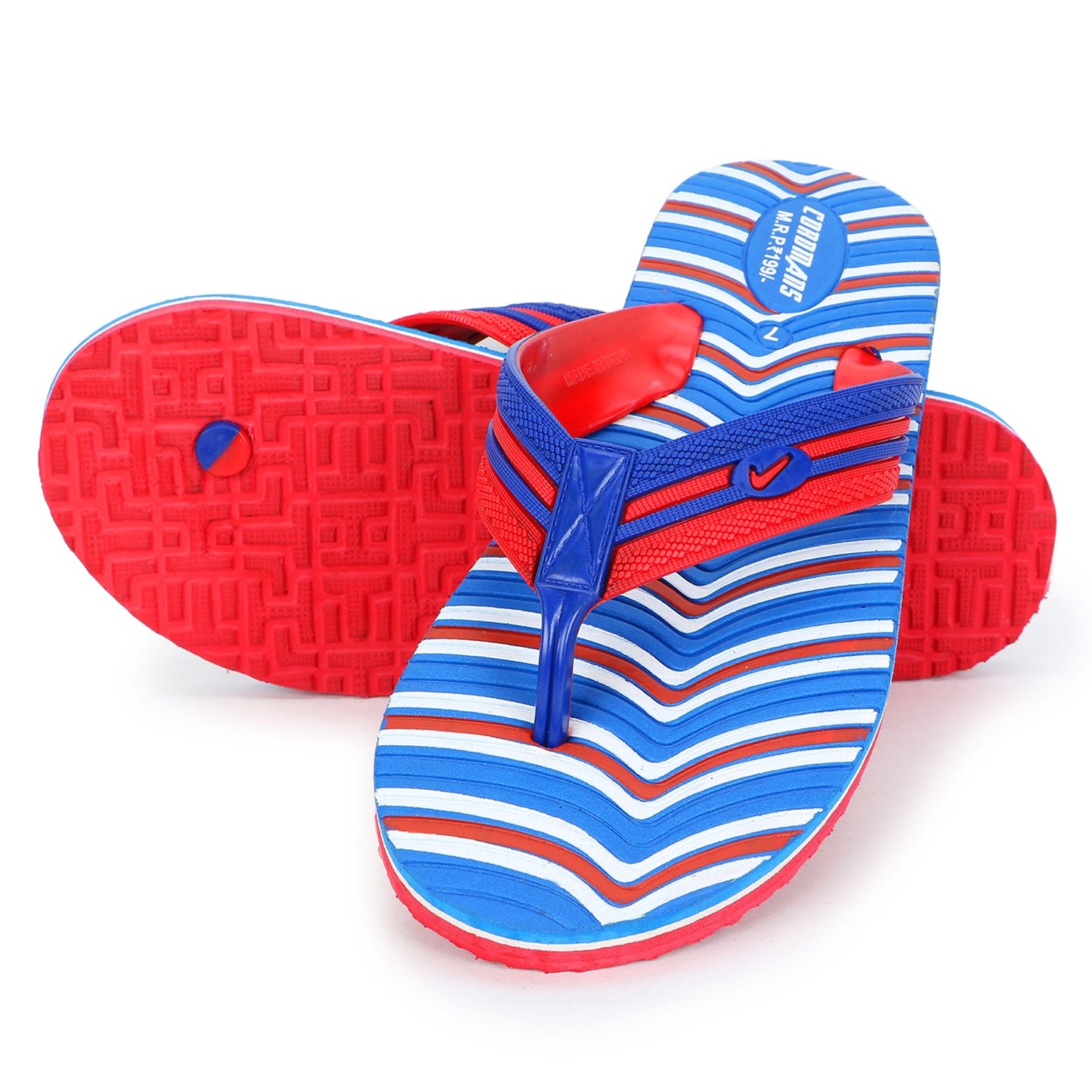 Cordmans WaveFlex – Men's Blue & Red Striped Flip-Flops